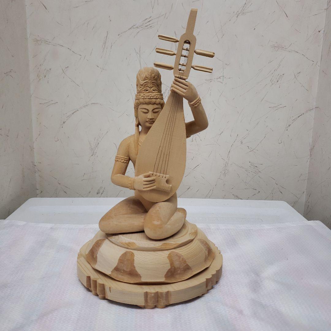 Ｂフライデー蔵出し特価美しい仏像です◆金運ヒバ材 弁財天◆秘部バチ付き２８cm 八臂弁財天 - 仏像の通販、特注仏像・オリジナル仏像・大型仏像の製作