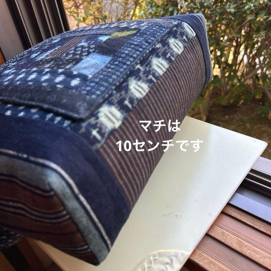 絣のパッチワーク大きながま口丸ショルダー (*´꒳`*)ショルダー紐と