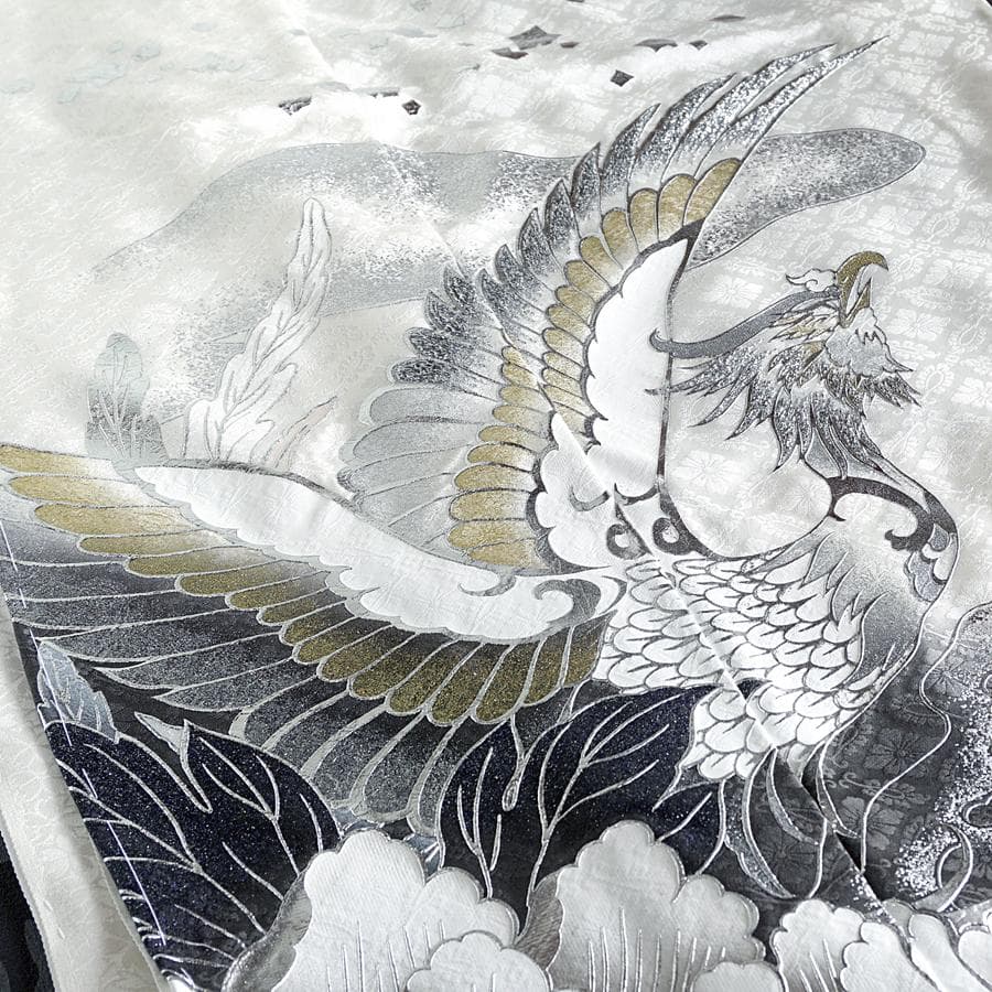 専用 ご予約 振袖単品 未仕立て 仮絵羽 関芳 龍 鳳凰 牡丹 墨色 成人式