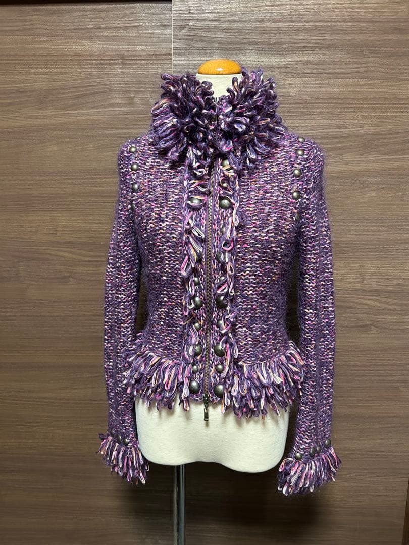 エポカ:紫色フリル モヘヤニットジャケット40 ジャギー モヘヤシャギーカーディガン(トップス)｜MACKINTOSH PHILOSOPHY