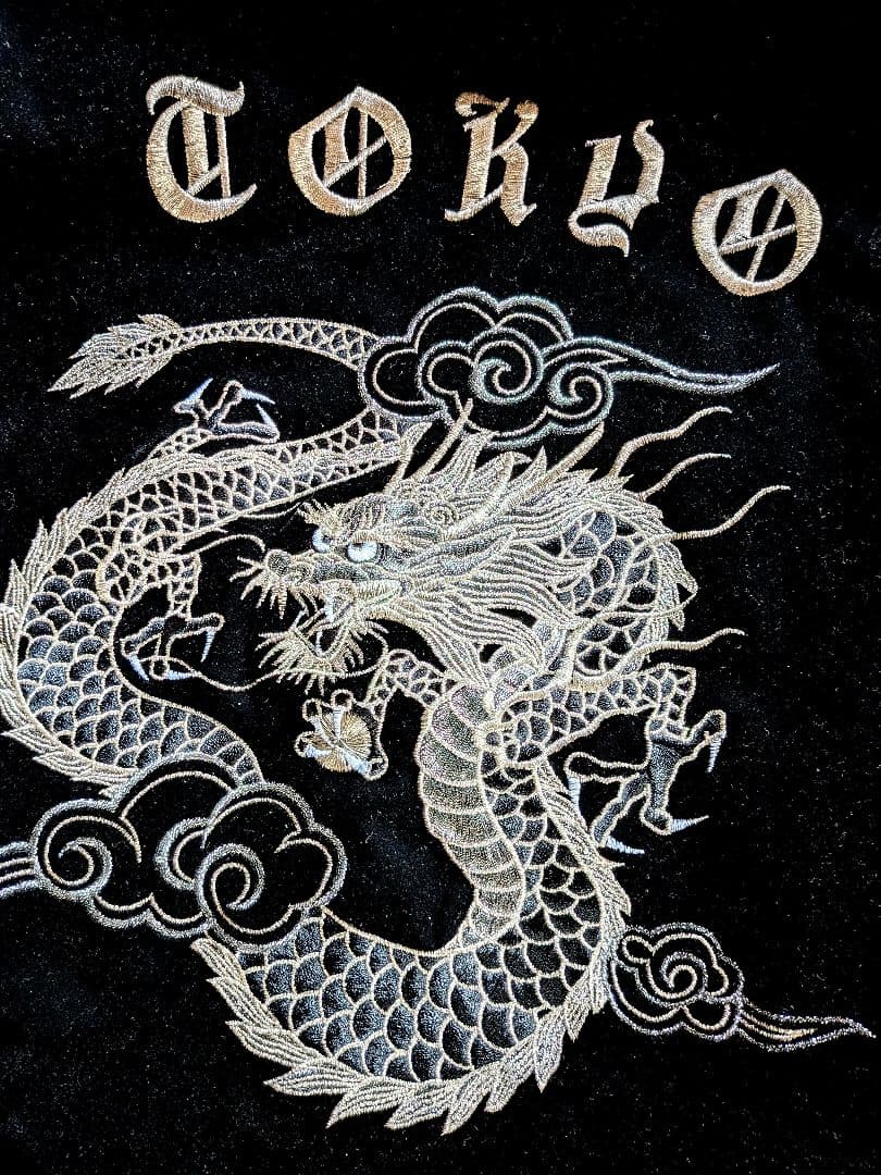 美品》Faith TOKYO ベロア 別珍 ドラゴン シルバー刺繍 スカジャン