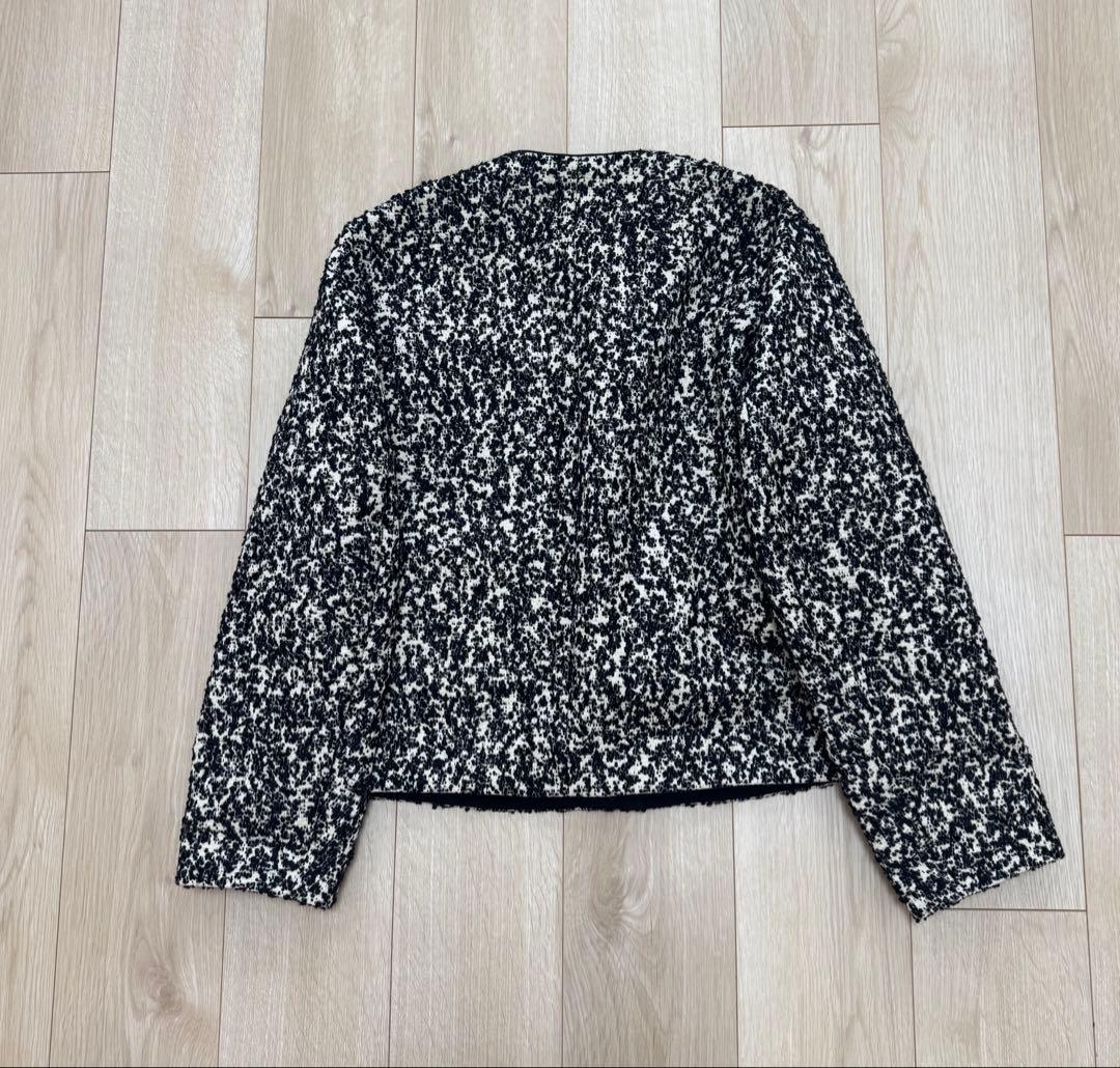 Drawer ドゥロワー ノーカラー ツイード ジャケット 36 ジャガード