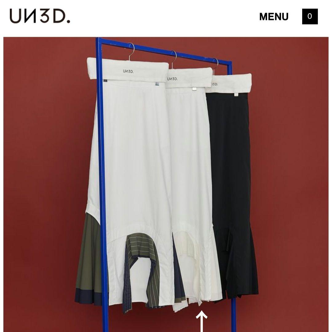 新品】 UN3D. アンスリード レイヤーパーツスカート 白 ホワイト 36