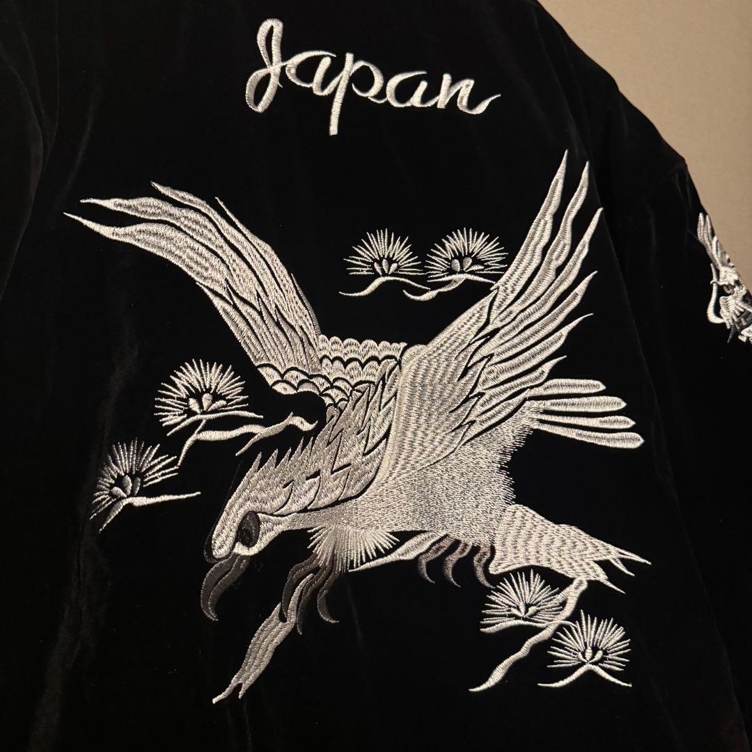 スカブルゾン】刺繍ドラゴンと鷲のベルベットジャンパー 黒2XL - メルカリ