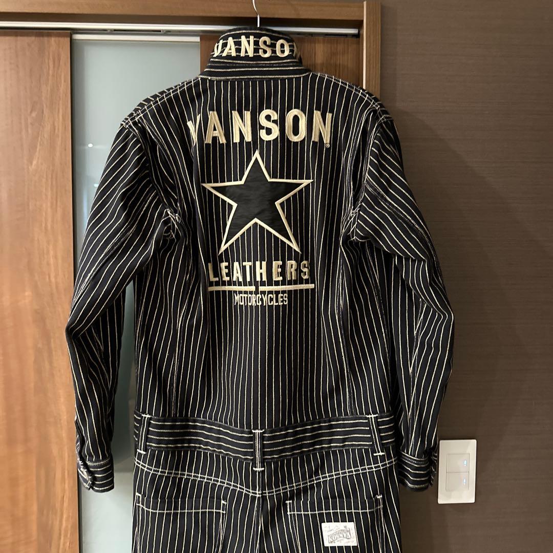 VANSON ストライプ オーバーオール