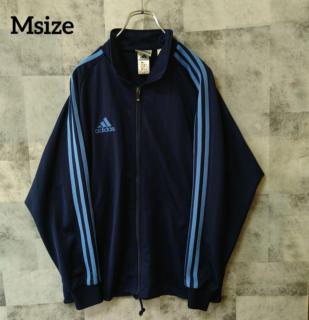adidas Msize トラックジャケット 三本ライン 刺繍ロゴ ライトブルー