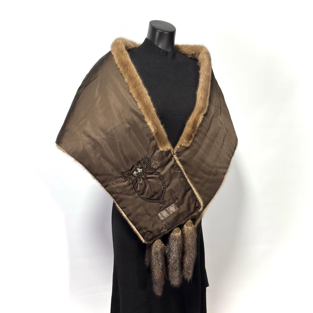 高級】Pastel Mink パステルミンク ファーショール ミンクテール