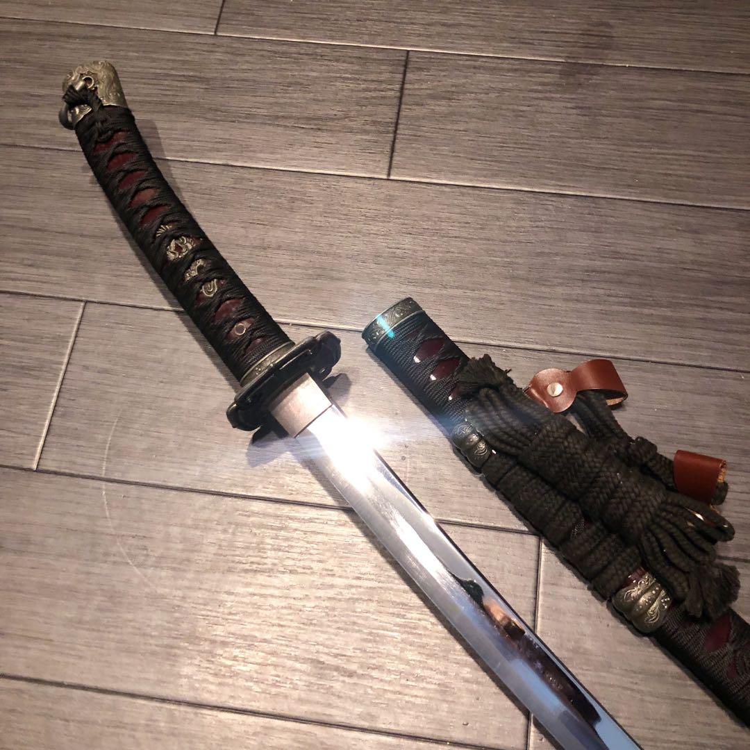 高級模造刀 日本軍拵え 居合刀 樋入刀身 合金刀身 朱拵え 重みあり