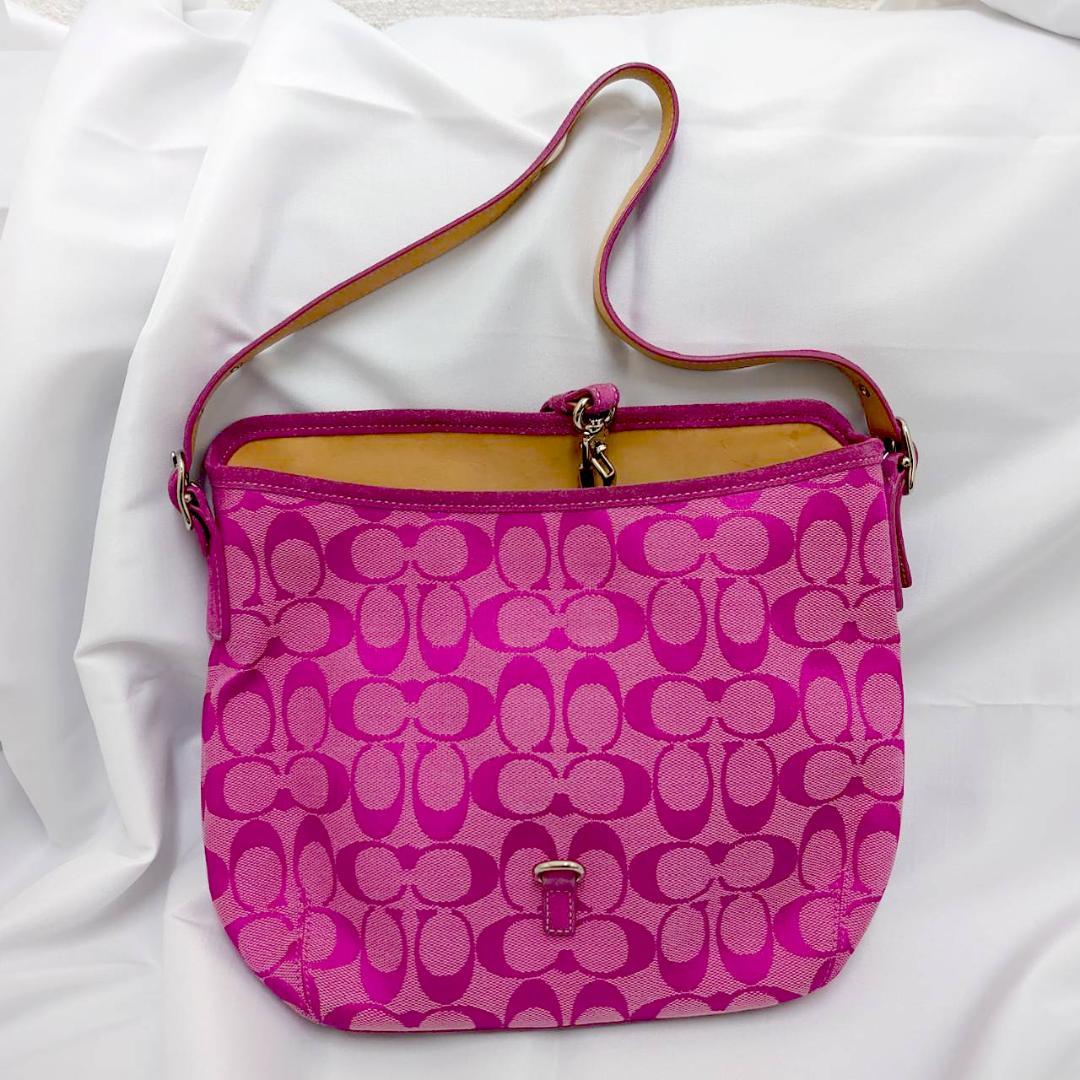 コーチ COACH ワンショルダーバッグ キャンバス ピンク 6845 - メルカリ