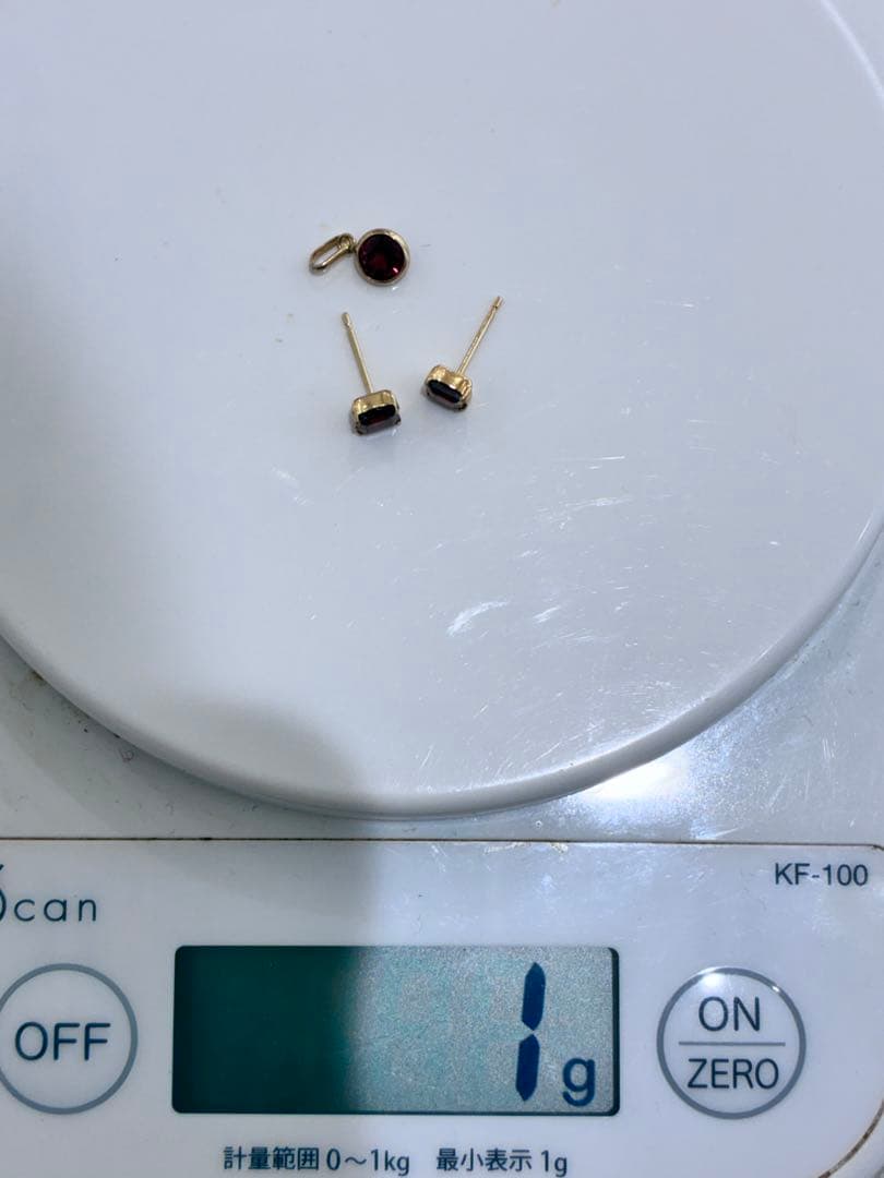 K18 ガーネット ペンダントとピアスセット 0.59ct