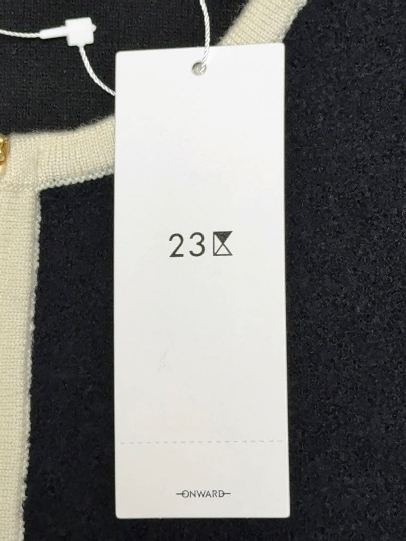 《新品》23区【洗える】ミニブークレニット バイカラー ジャケット（サイズ46）