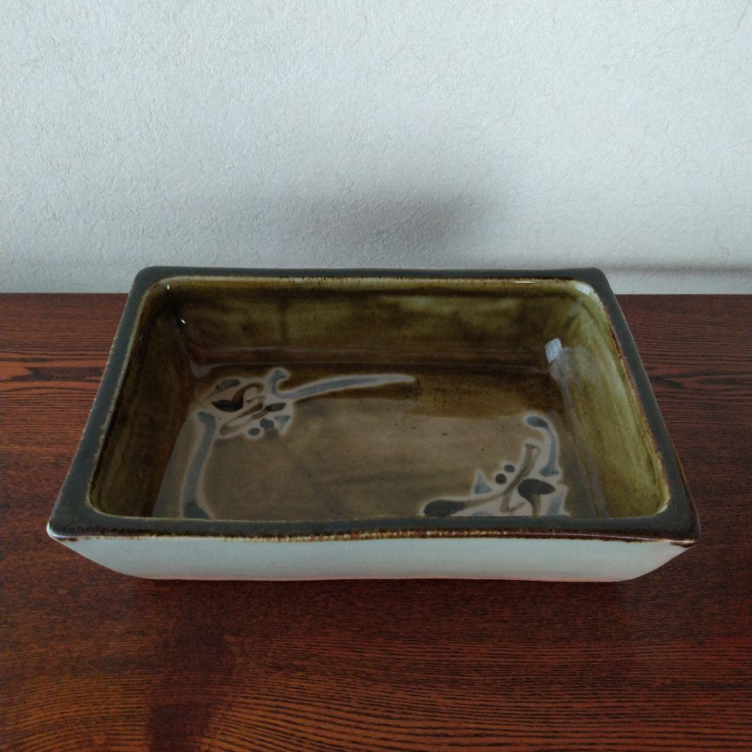 河井創太 飴釉抜蝋文鉢 桐共箱 栞付