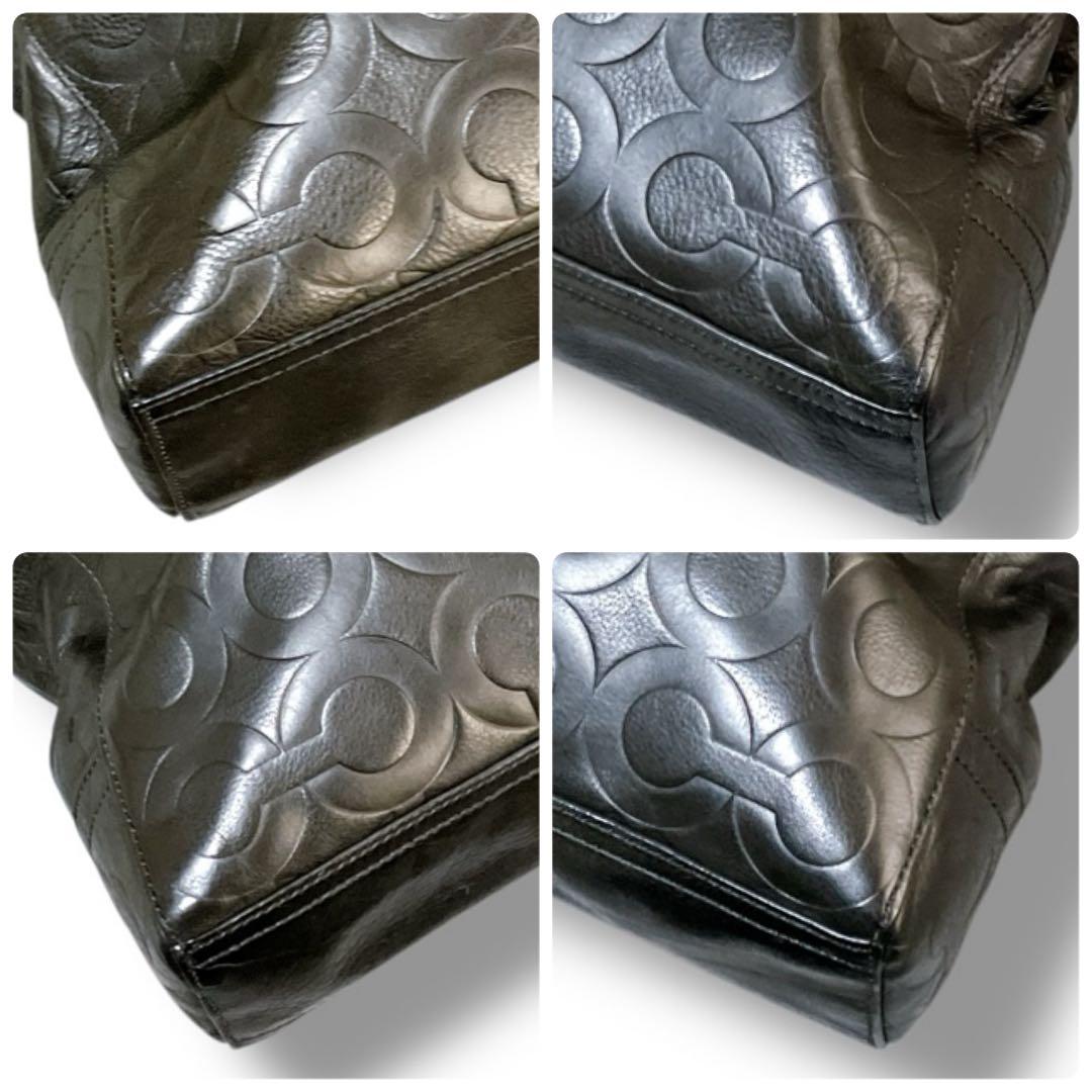 コーチ 良品 2way A4収納可 斜め掛け可 オプアート ビジネスバッグ 黒