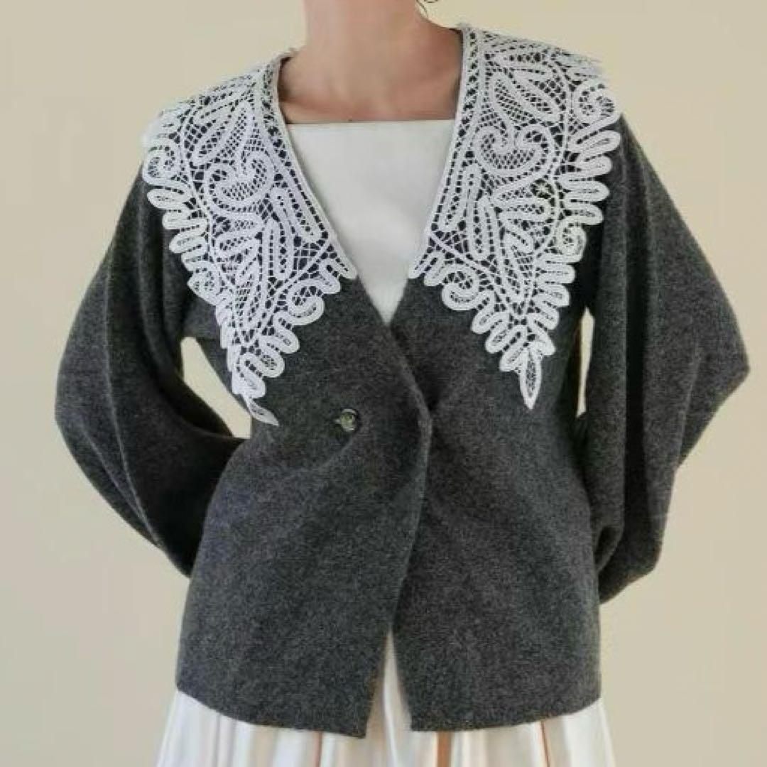 ACKA lace collar knit cardigan - メルカリ