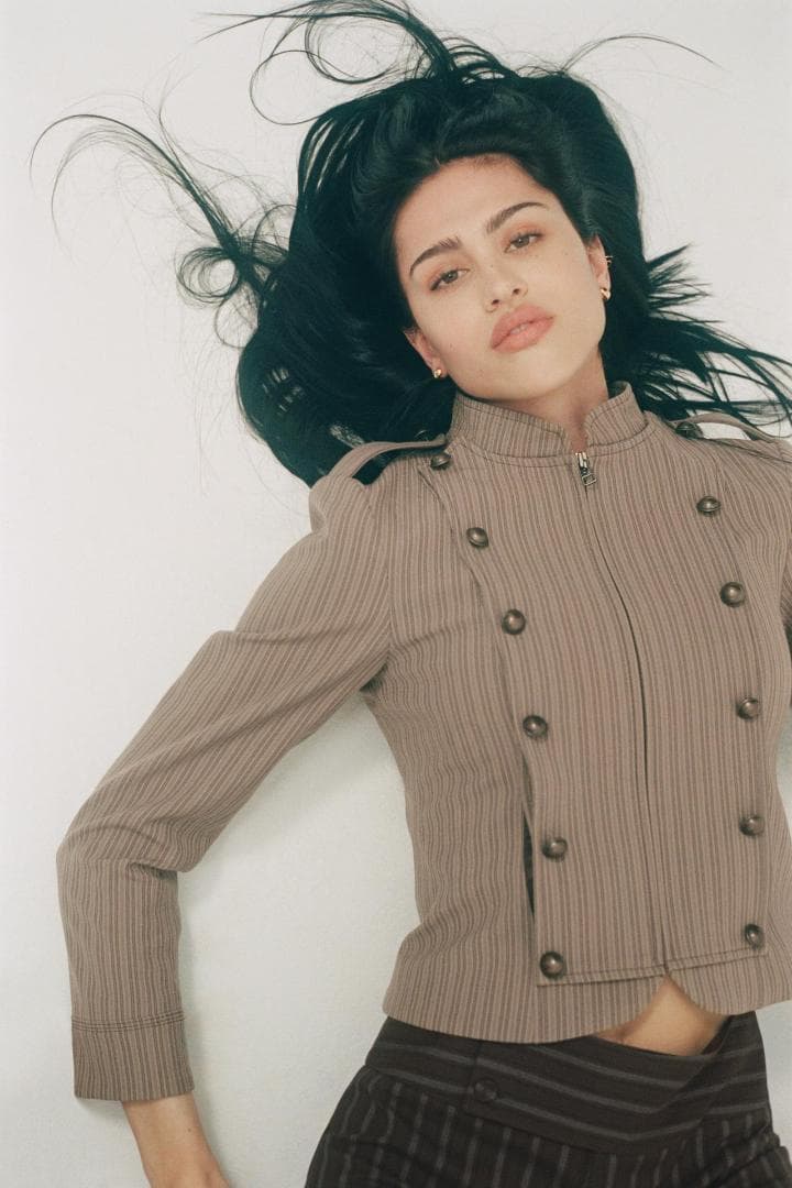 ZARA ストライプ柄フィットブレザー XL ナポレオン ザラ - メルカリ