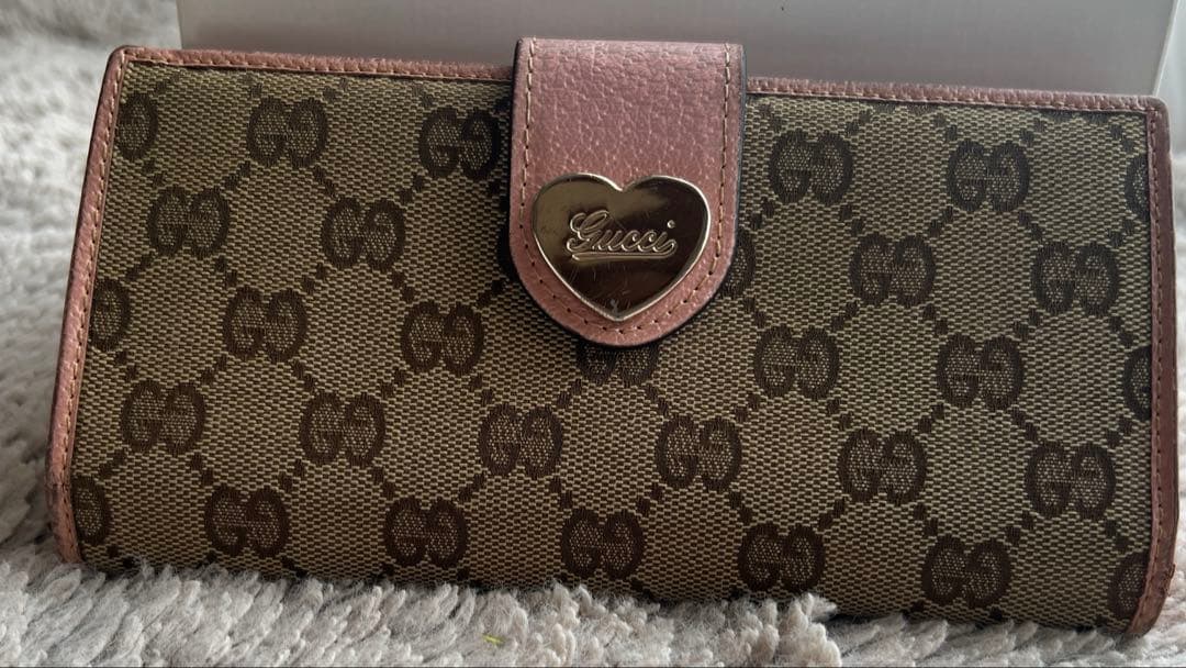 グッチ 長財布 ラブリーハート Wホック キャンバス ピンク - メルカリ