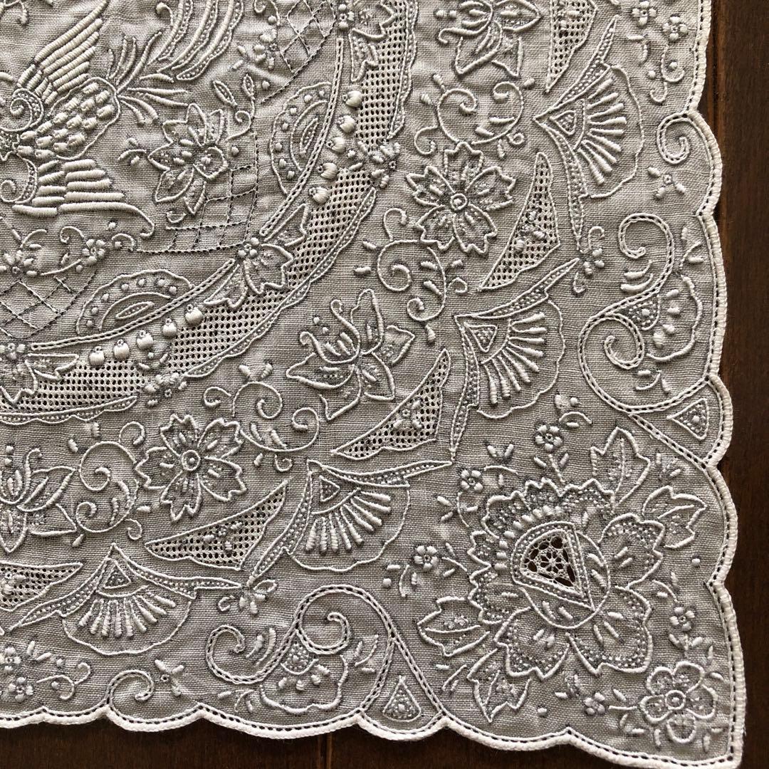未使用 SWATOW ハンカチ 鳳凰 汕頭 手刺繍 スワトウ パッケージなし