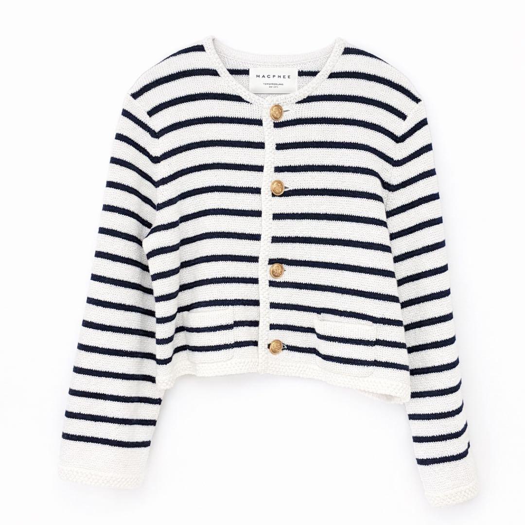 MACPHEE マカフィー ハーフミラノリブ クロップドカーディガン S