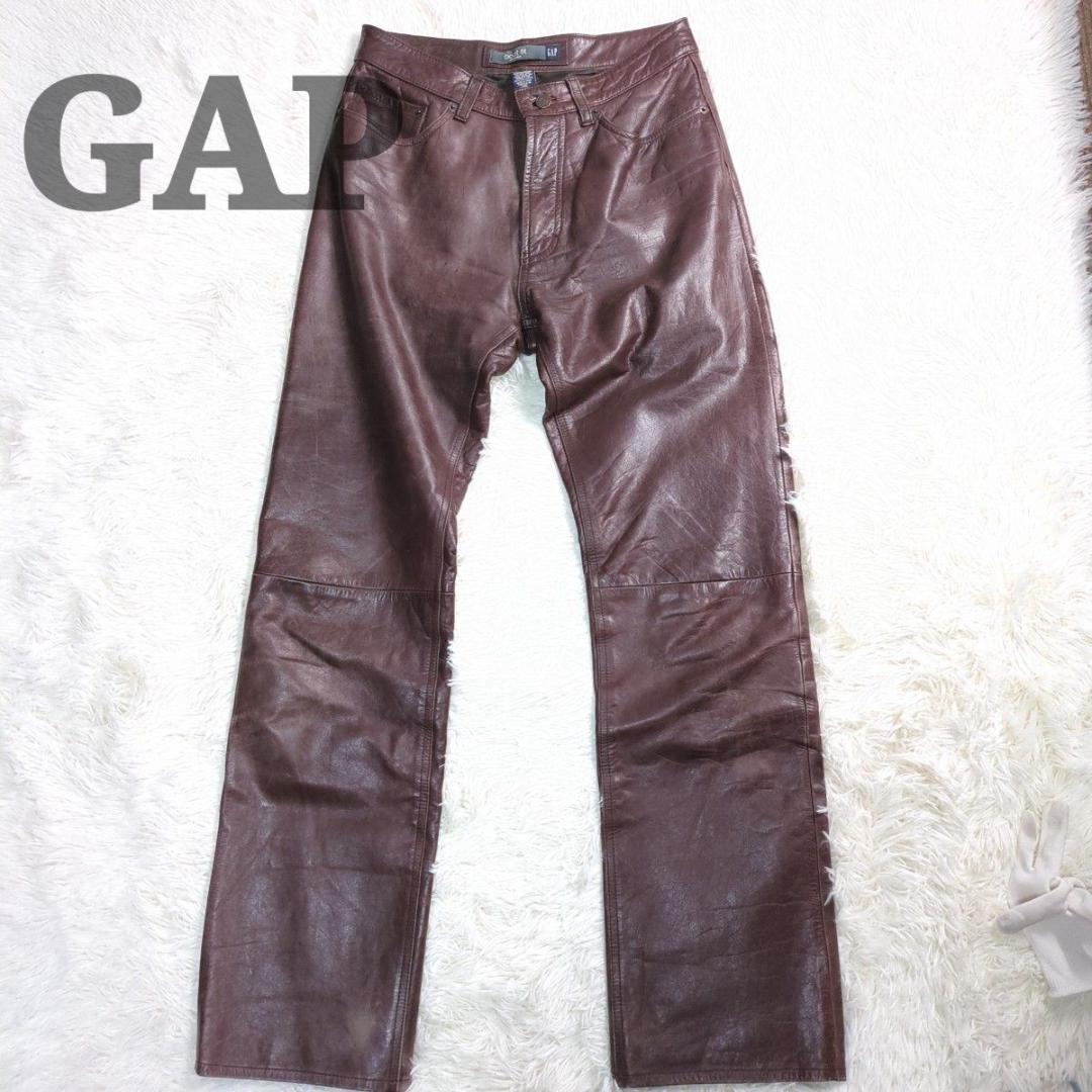 GAP ギャップ OLD GAPレザーパンツ 本革 ブラウン Y2K W30 c24776f3f7ddb0d31fcce6fcb22b94