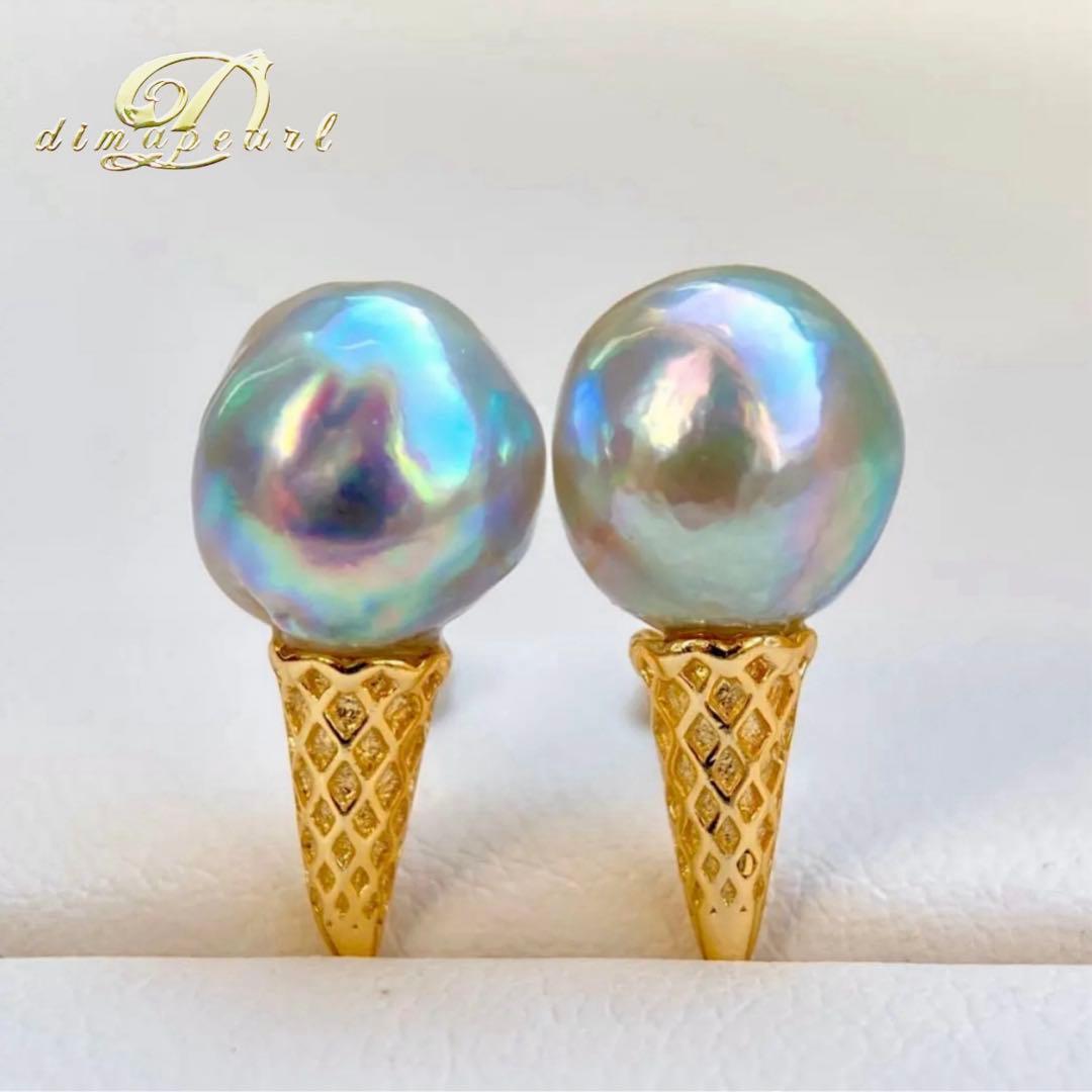 本真珠あこや真珠　青虹色9.5×9㍉s925アイスピアスBL926 真珠 ピアス イヤリング パール ペアー あこや真珠 アコヤ本真珠 7mm