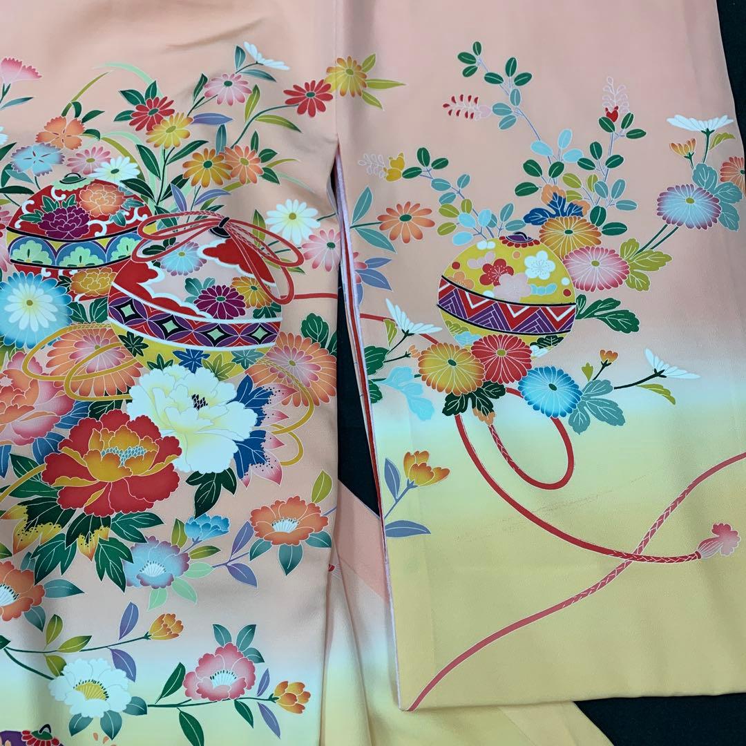 新品、最高級正絹産着京友禅手美術、特撰加賀五彩染、祝い四季花王朝鈴