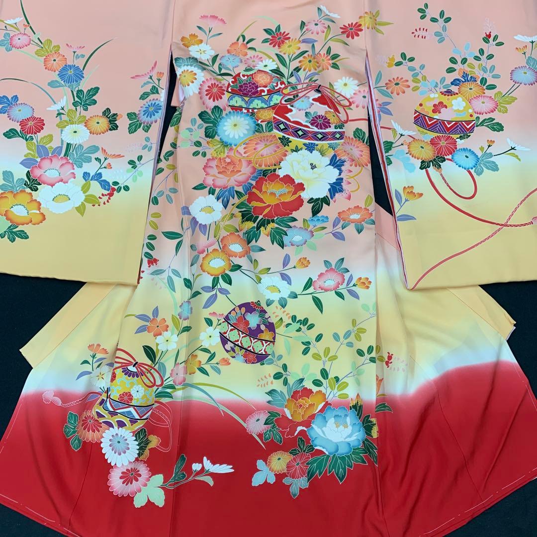 新品、最高級正絹産着京友禅手美術、特撰加賀五彩染、祝い四季花王朝鈴