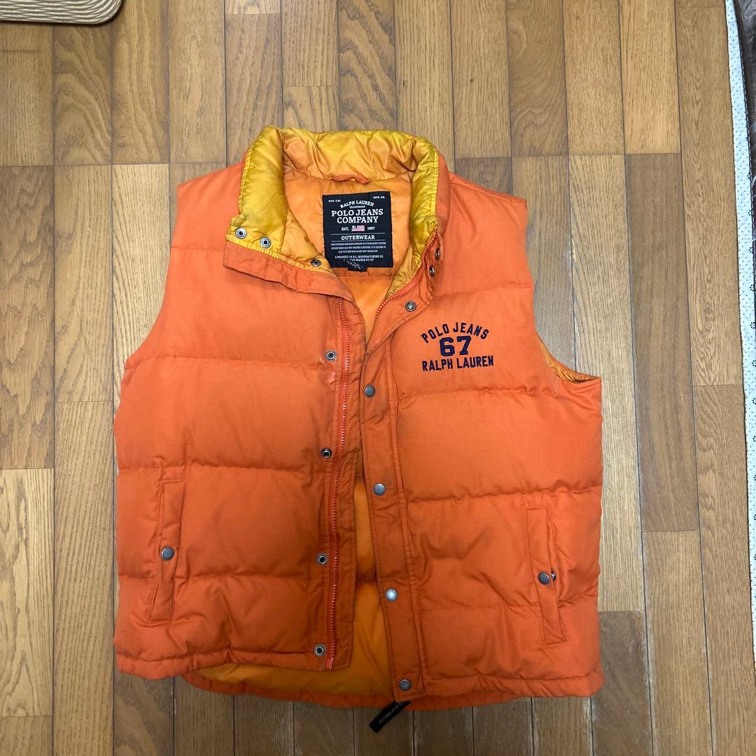 POLO JEANS COMPANY オレンジ ダウンベスト Lサイズ - メルカリ