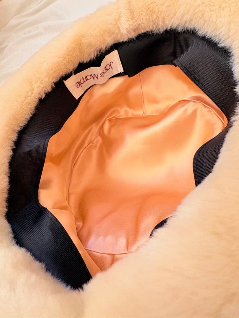 ジェーンマープル クリーム色♡ファーリボン帽子 K107994077 - 帽子正規 品