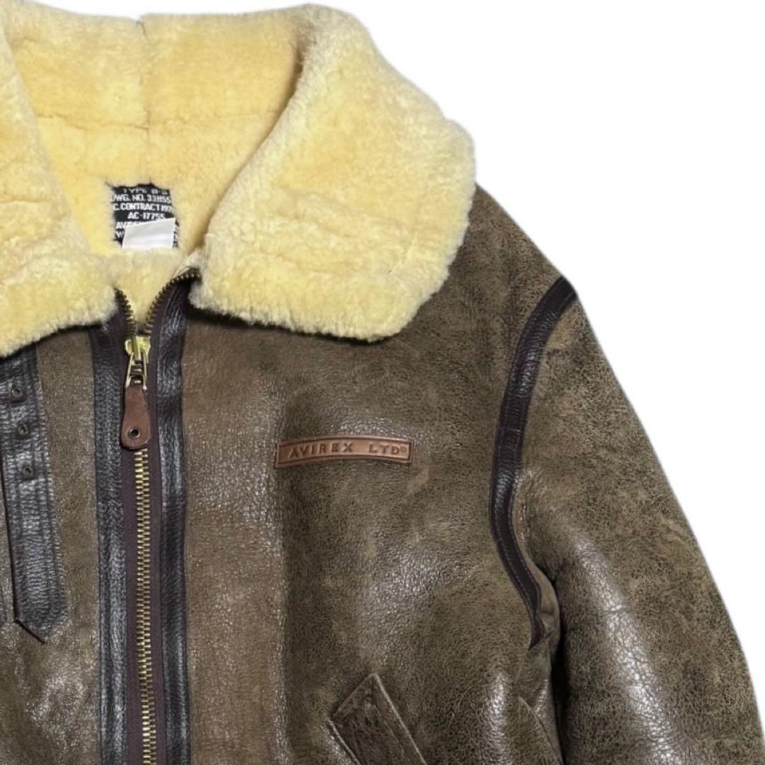 AVIREX 米国製 B-3 胸タグ ボマージャケット リアルムートン 42 - メルカリ