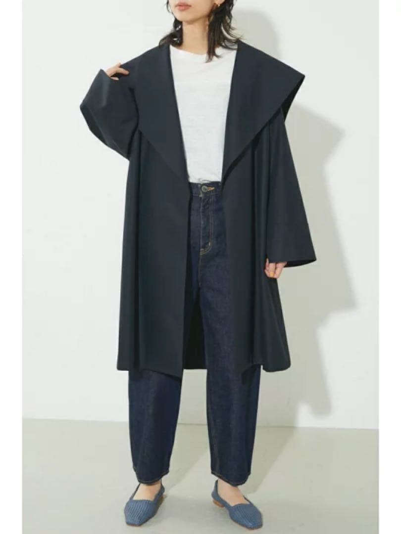 ブラックバイマウジー　BLACK BY MOUSSY 紺　トレンチ コート BLACK BY MOUSSY（ブラックバイマウジー）の「wool trench coat(ウール