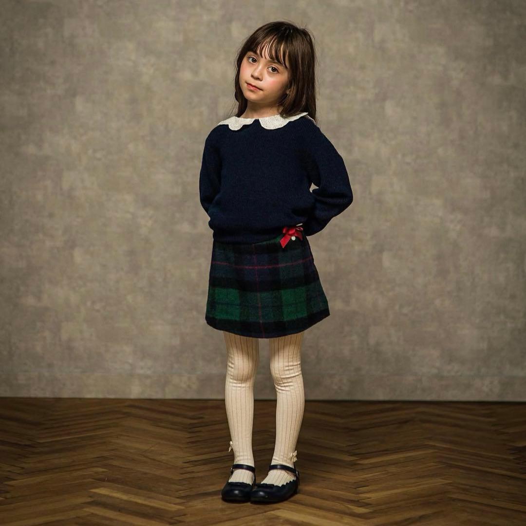 えり様専用 美品 チェック柄スカート タートル140 タイツ セット