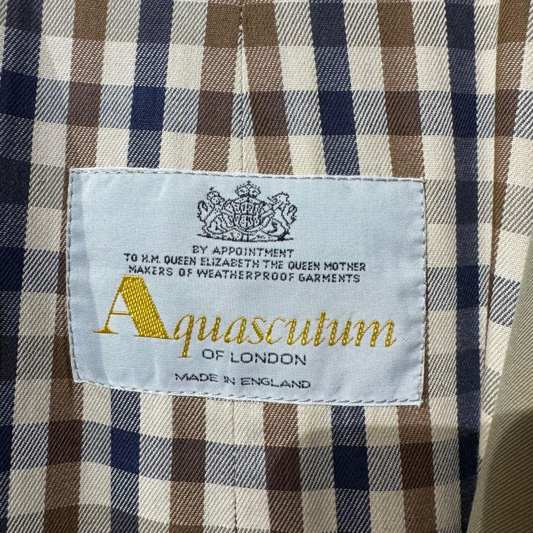 希少カラー アクアスキュータム ステンカラーコート 玉虫色 クラブ