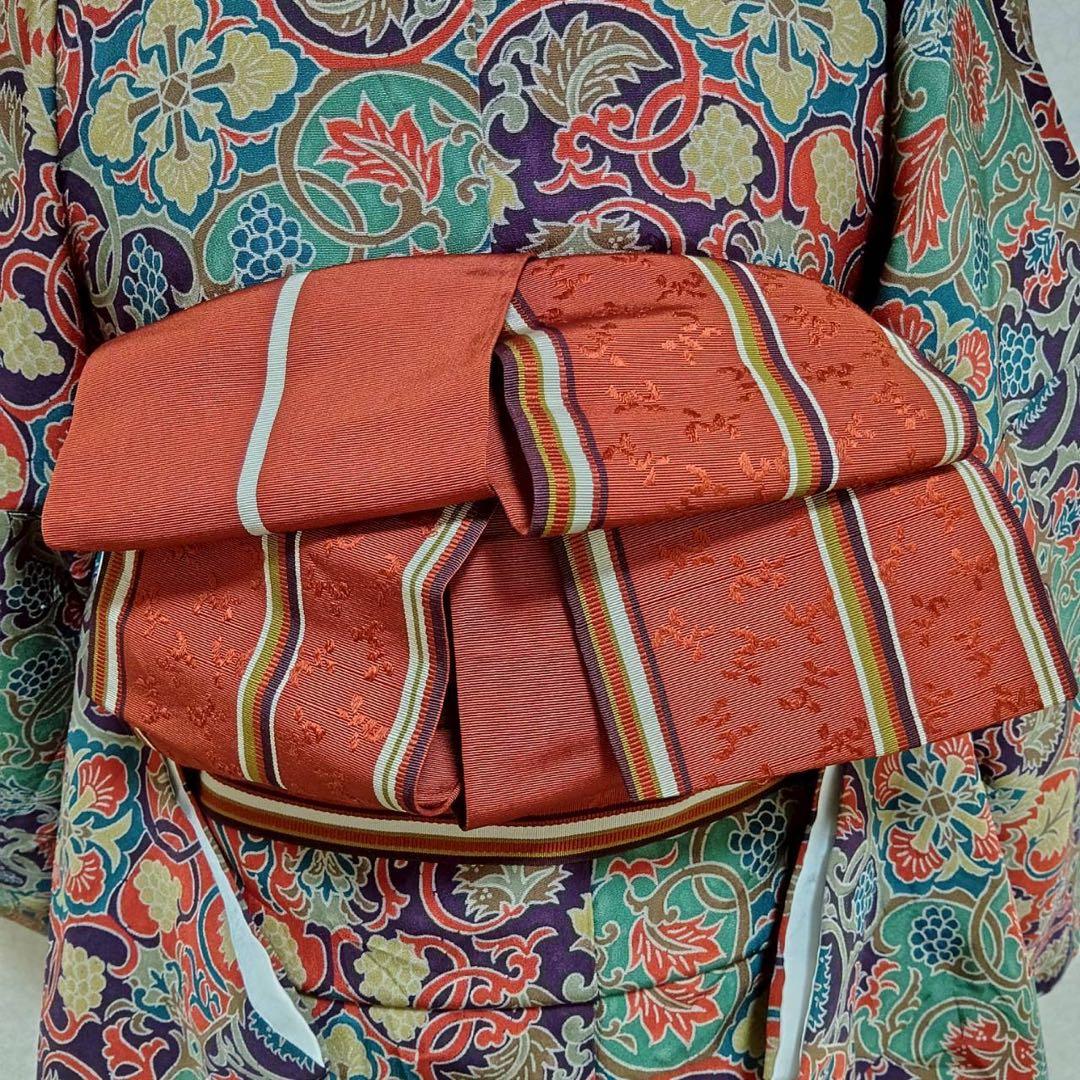 正絹】袷 江戸更紗 小紋 フルセット 4点 しつけ 未使用級 上品コーデ