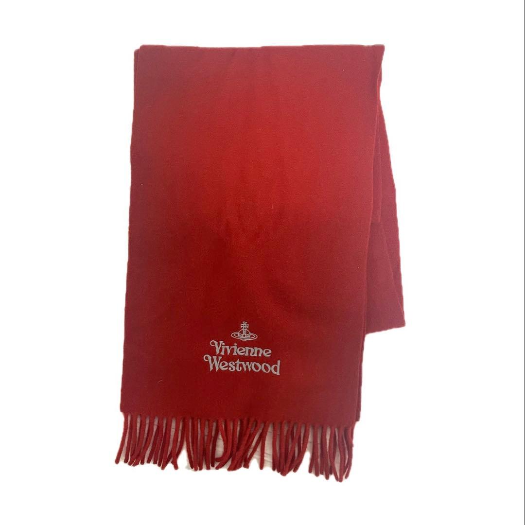 Vivienne Westwood 赤 ウールマフラー オーブロゴ - メルカリ