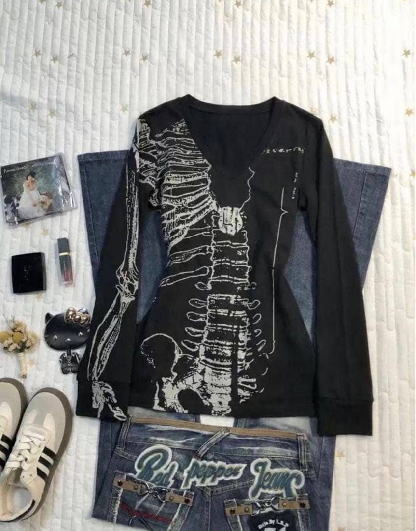 脊椎グラフィック長袖Tシャツ y2k archive opium - メルカリ