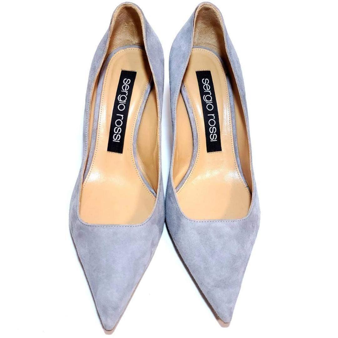 セルジオロッシ ポインテッドトゥ グレー スエード 箱・袋 EU38.5 美品