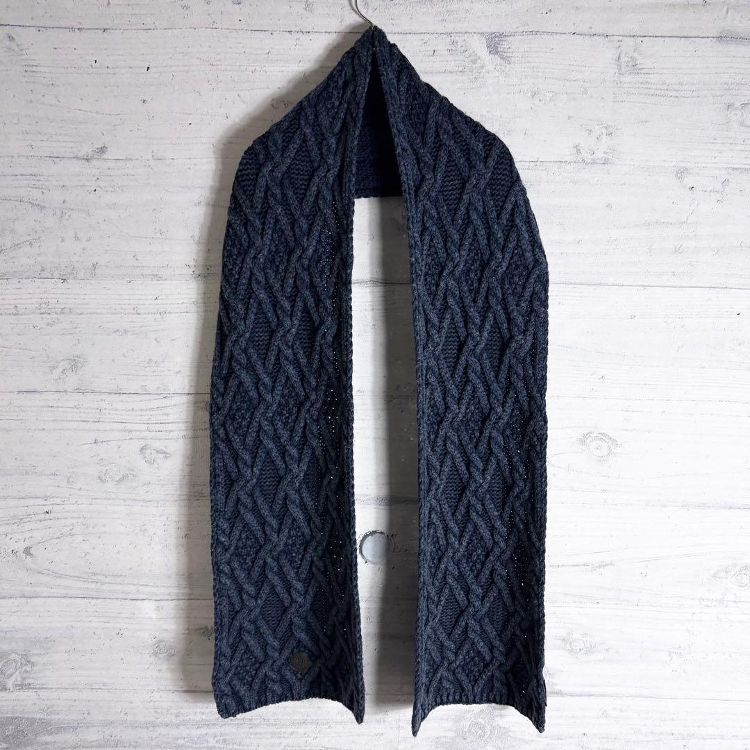 美品✨モンクレール SCIARPA ケーブル編み ラバーロゴ マフラー ストール