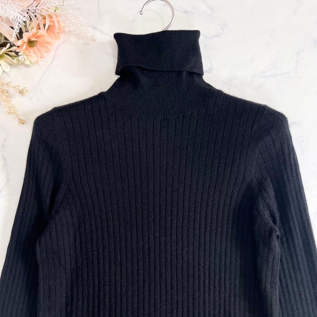 Drawer ドゥロワー カシミヤ シルク リブ タートル ネック ニット