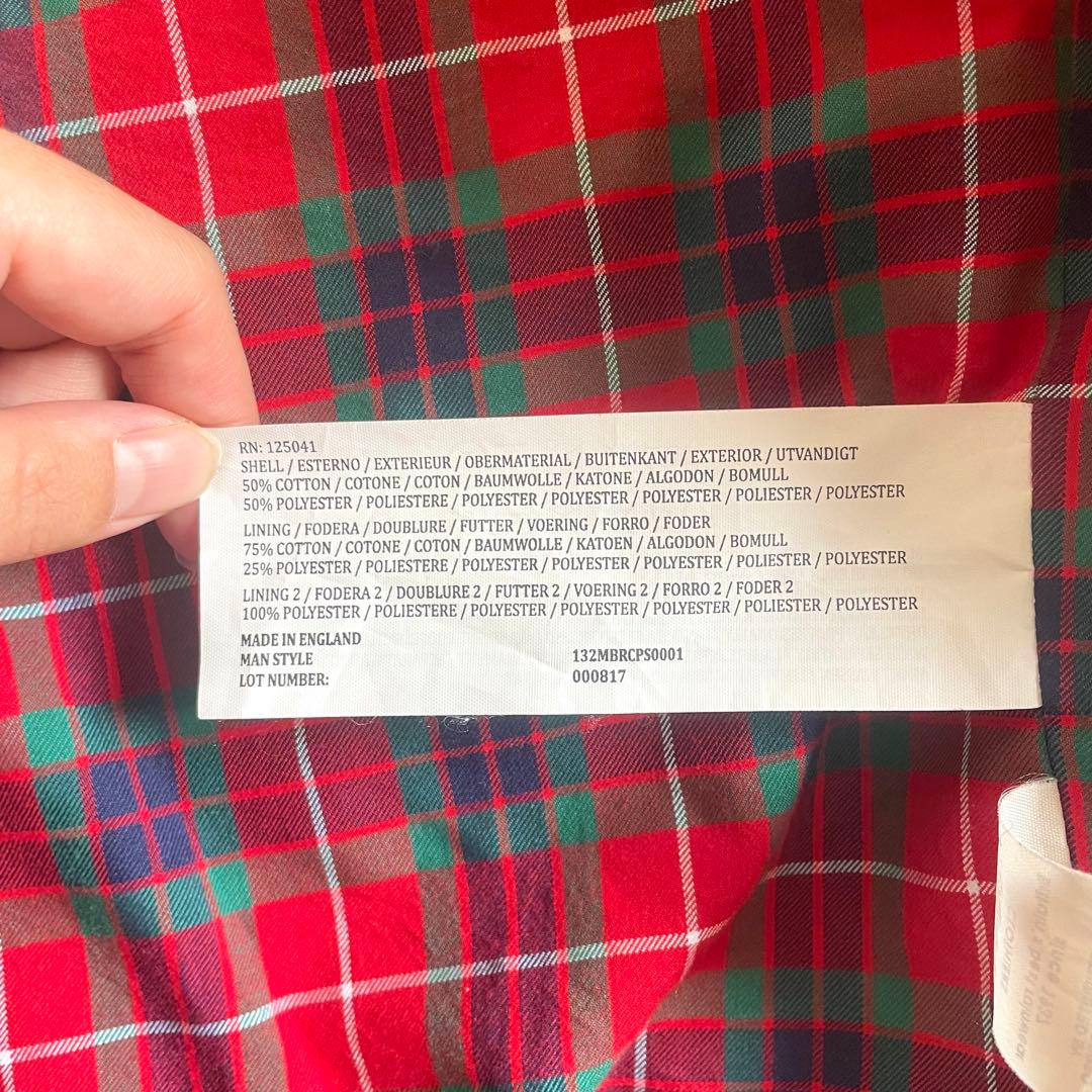 美品【バラクータ】スイングトップ ジャケット カーキ チェック 赤 38