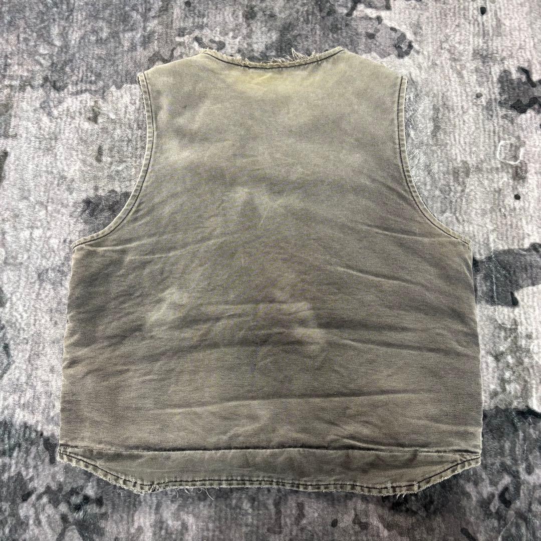 Carhartt ダックベスト V26 ボロ レザータグ 雰囲気抜群 一点物 - メルカリ