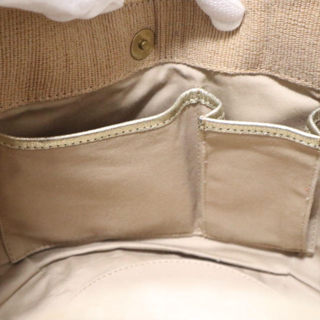 美品☆ヴィオラドーロ かごバッグ ラフィア タッセル ラメ ネイビー