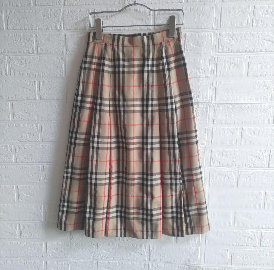 BURBERRY　バーバリーズ　ノバチェック　プリーツ　スカート　ウール バーバリーズ スカート 膝丈 ヴィンテージ プリーツ ウール100 ノバ
