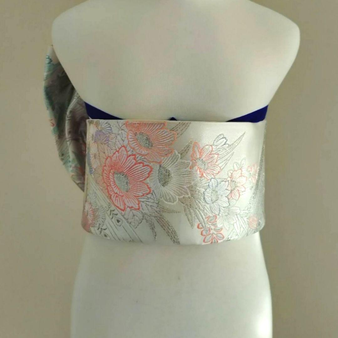 未使用、タグ付き 一部式 振袖用作り帯 九百プラチナ 十三