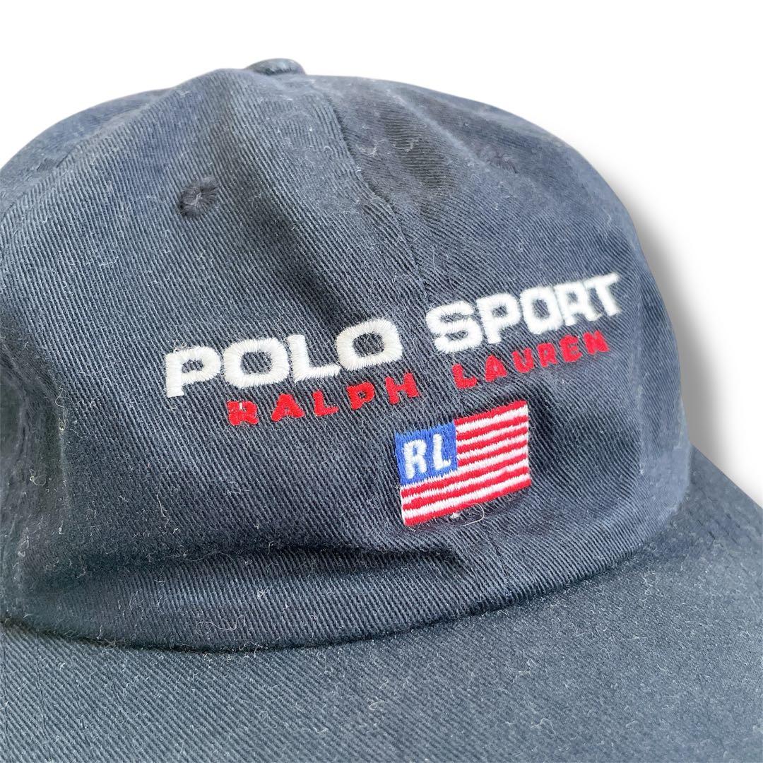 ポロスポーツ ラルフローレン 6パネルキャップ ネイビー 90s 刺繍 ロゴ
