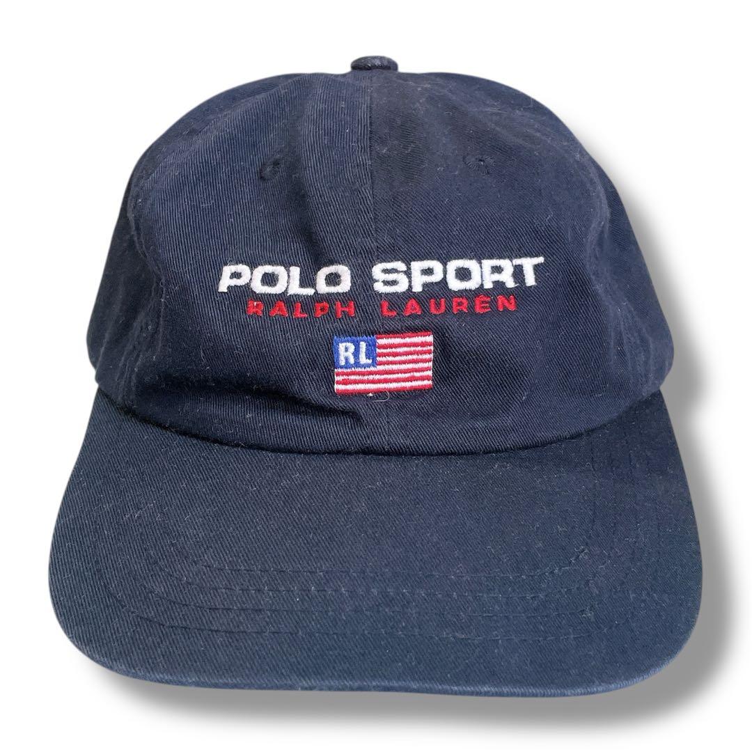 ポロスポーツ ラルフローレン 6パネルキャップ ネイビー 90s 刺繍 ロゴ