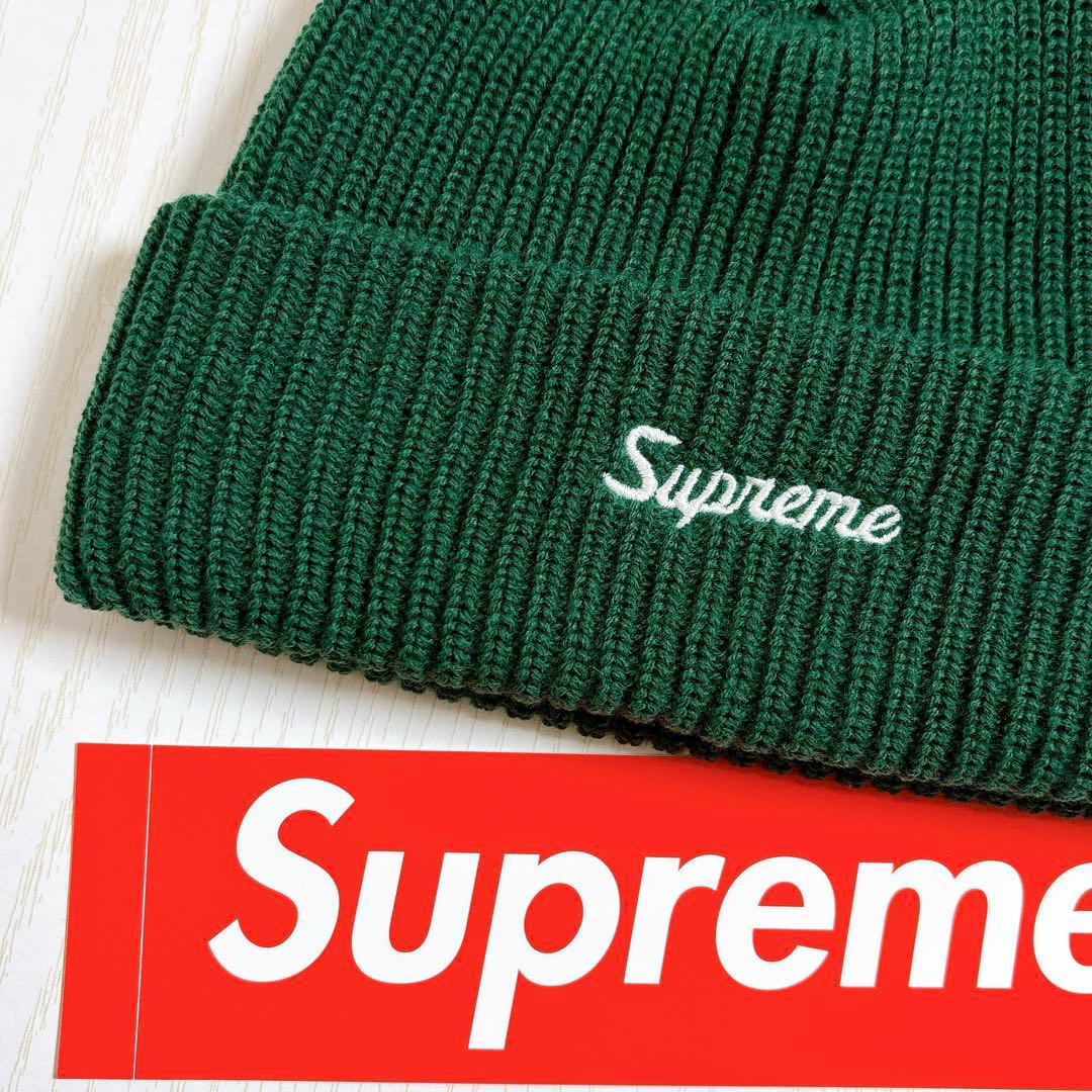 Supreme ニット帽 ビーニー スクリプトロゴ グリーン 緑 深緑 - メルカリ