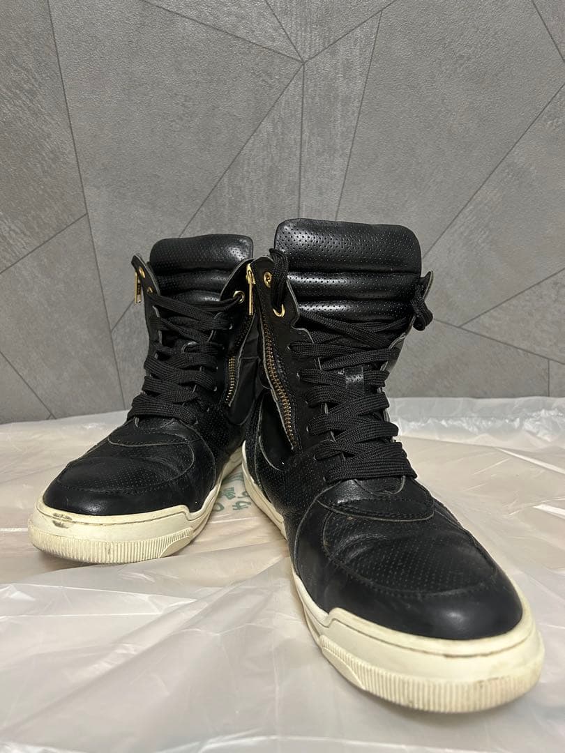 FUGA ハイカットスニーカー　本革　サイドジップ　スニーカー Dedes（デデス） スニーカー メンズ 黒 レザー ハイカット 履きやすい