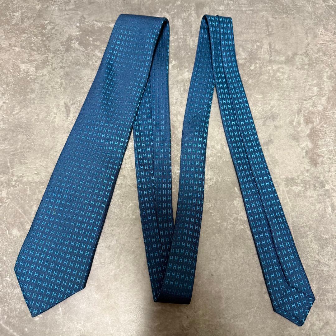 HERMES エルメス ネクタイ ブルー ファソネ H柄 定番 王道 希少 - メルカリ