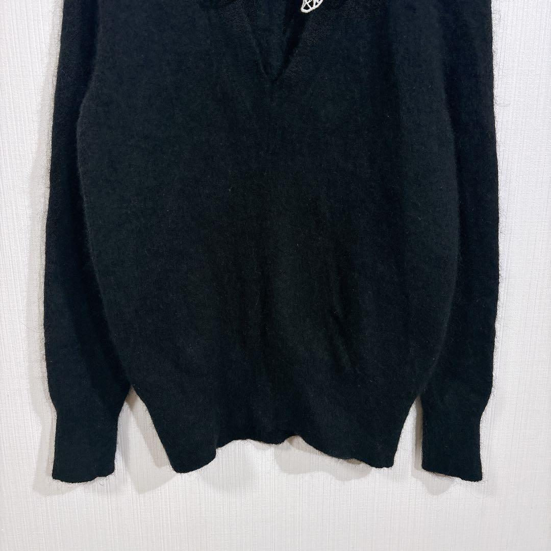 sandro サンドロ アルパカ シャギー ニット レースカラー ブラック