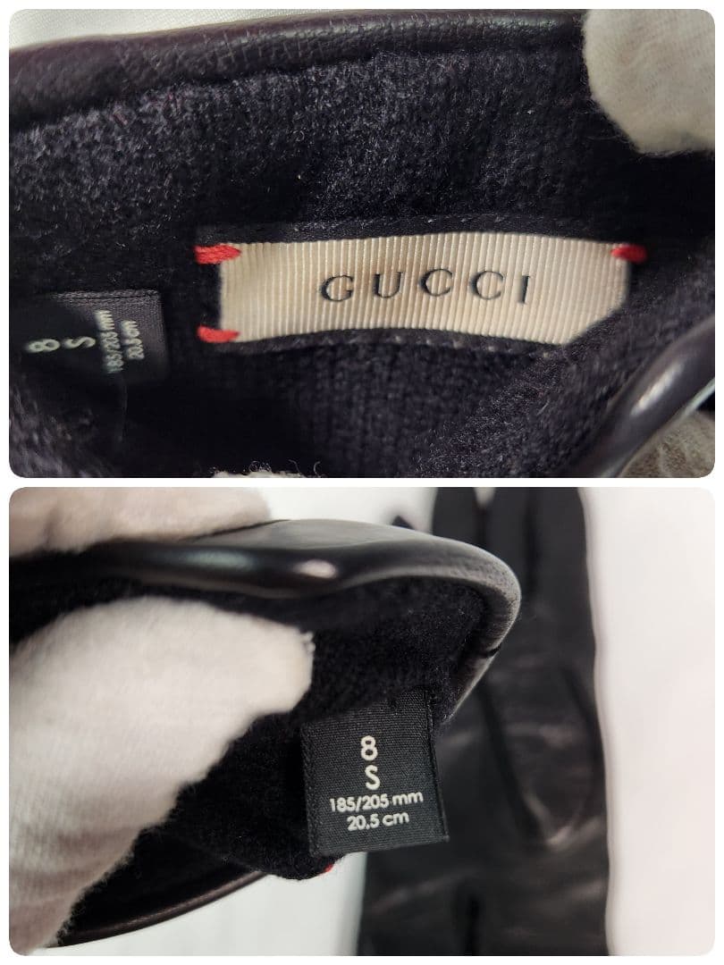 美品 GUCCI 手袋 グローブ シマ GG柄 ラムレザー カシミヤ メンズ